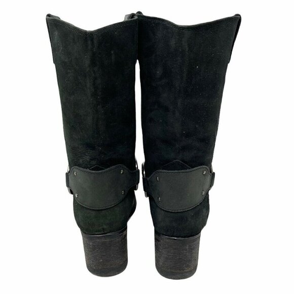 Johnston & Murphy Womens Motorcycle Boots Black Leather Block Heels Pull On 7.5 - Picture 6 of 9